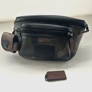 Authentic Coach Westway Belt Bag + Matching Coach AirPod Case – Camo Colorblock
